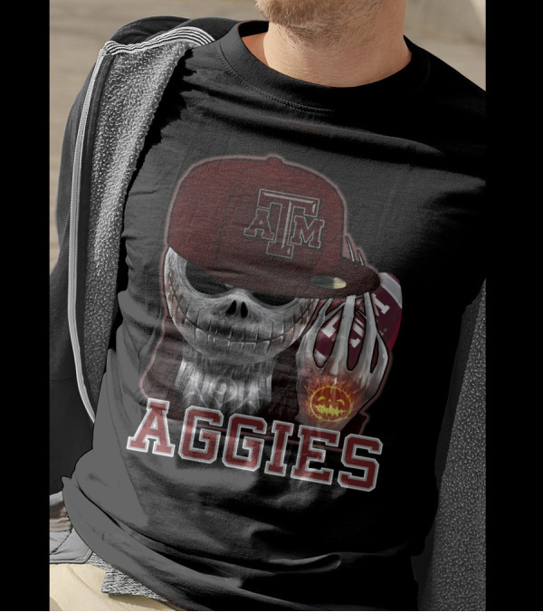 Jackskull Texas A&M Aggies Halloween Football T-Shirt