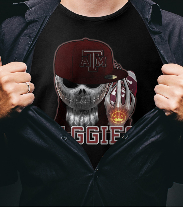 Jackskull Texas A&M Aggies Halloween Football T-Shirt