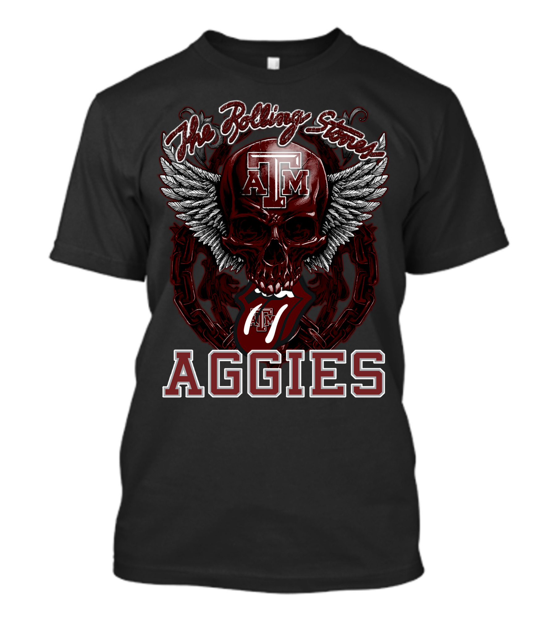 The Rolling Stones Texas A&M Aggies Skull With Wings And Tongue T-Shirt