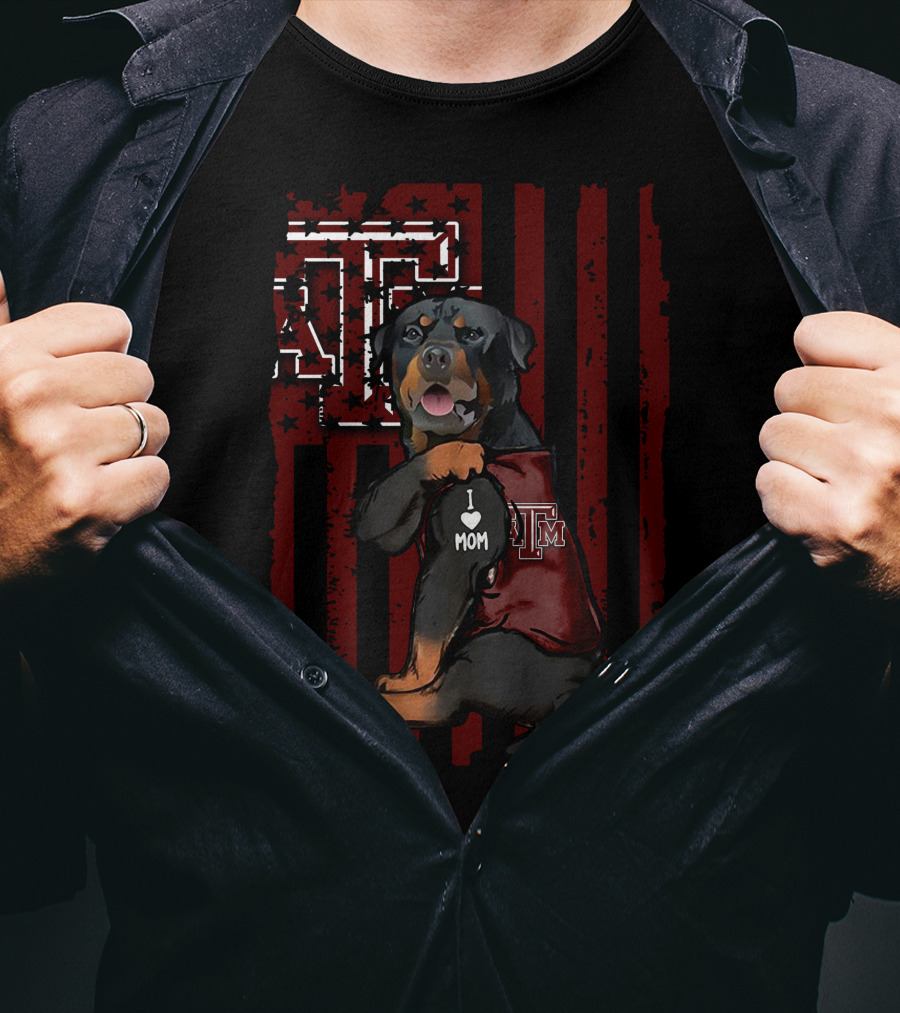 Rottweiler Texas A&M Aggies I Love Mom T-Shirt