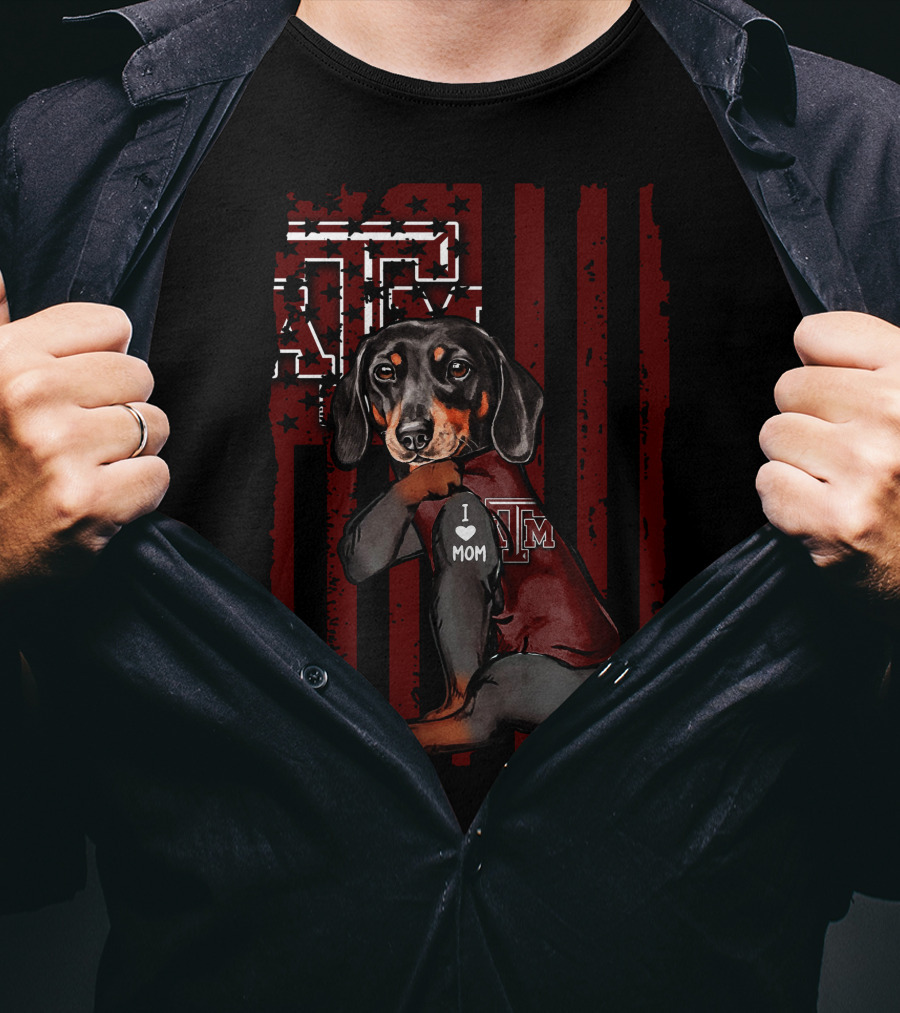 Texas A&M Aggies Dachshund I Love Mom T-Shirt