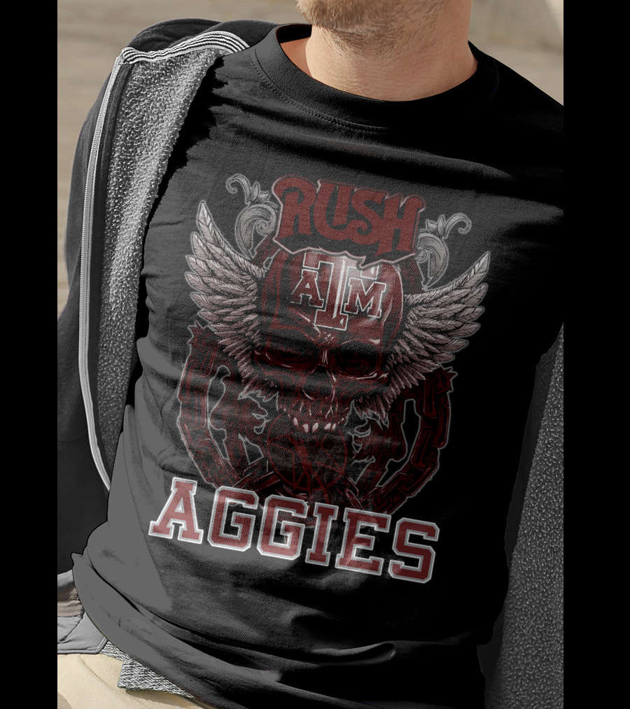 Rush Texas A&M Aggies Skull Wings T-Shirt
