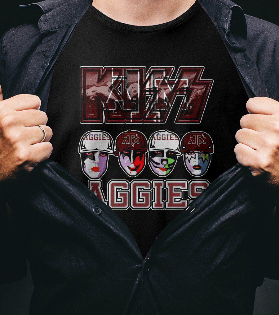Kiss Texas A&M Aggies Face Paint And Caps T-Shirt