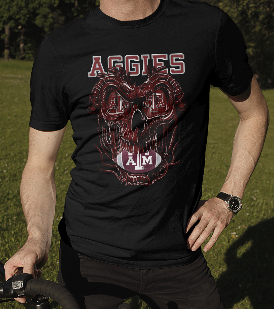 Aggies Dragonskull Texas A&M Football T-Shirt