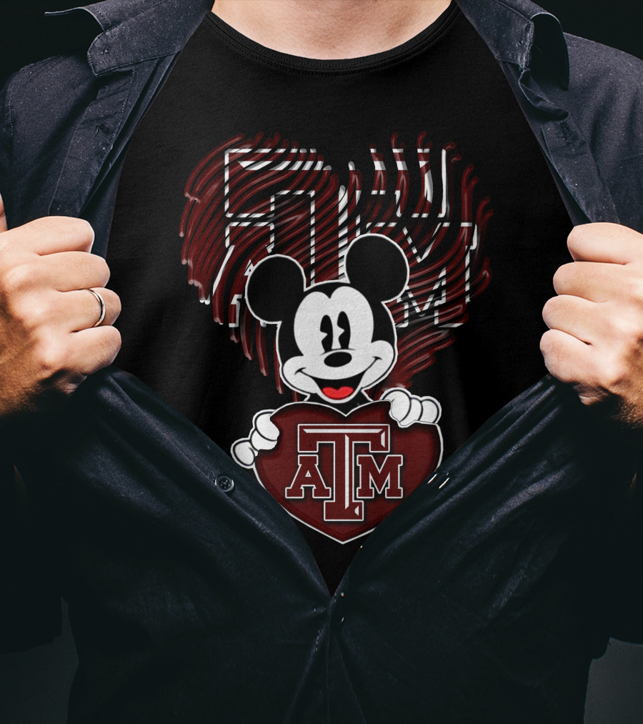 Mickey Texas A&M Aggies Heart Logo Fan T-Shirt