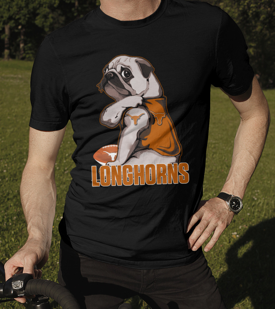 Pug Longhorns Football T-Shirt