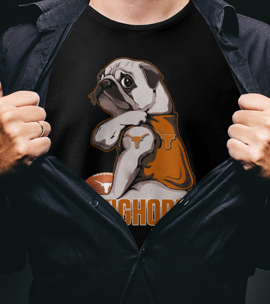 Pug Longhorns Football T-Shirt