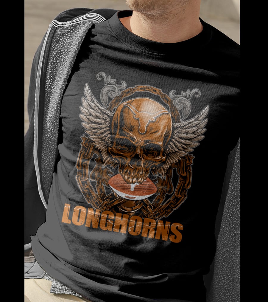 Longhorns Skull Football Wings Texas Longhorns T-Shirt