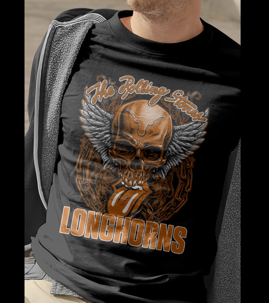 The Rolling Stones Texas Longhorns Skull Winged Tongue T-Shirt