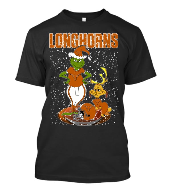 Grinchxmas Longhorns Christmas Football Snowy Scene T-Shirt