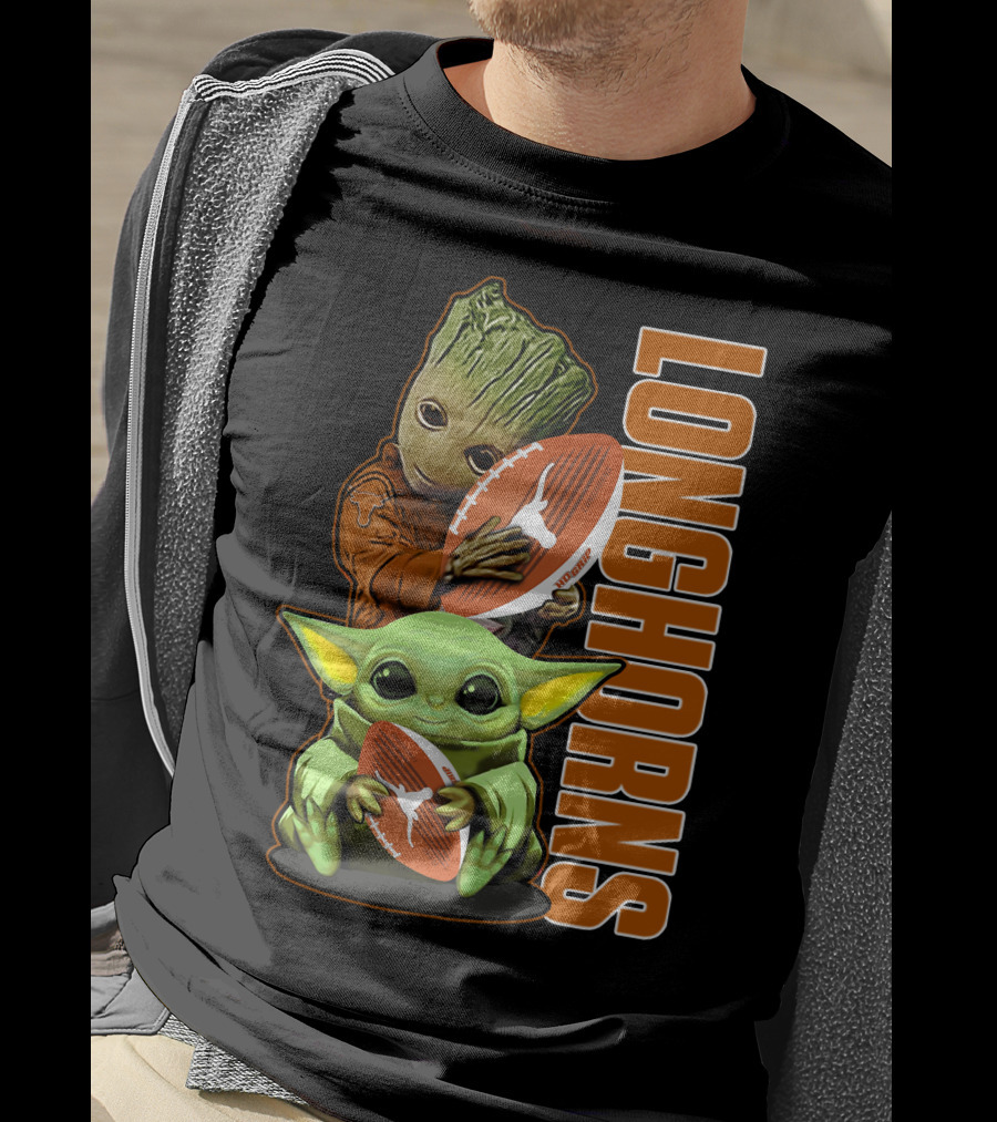 Grzd Texas Longhorns Football Grogu Groot T-Shirt