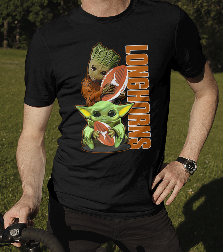 Grzd Texas Longhorns Football Grogu Groot T-Shirt