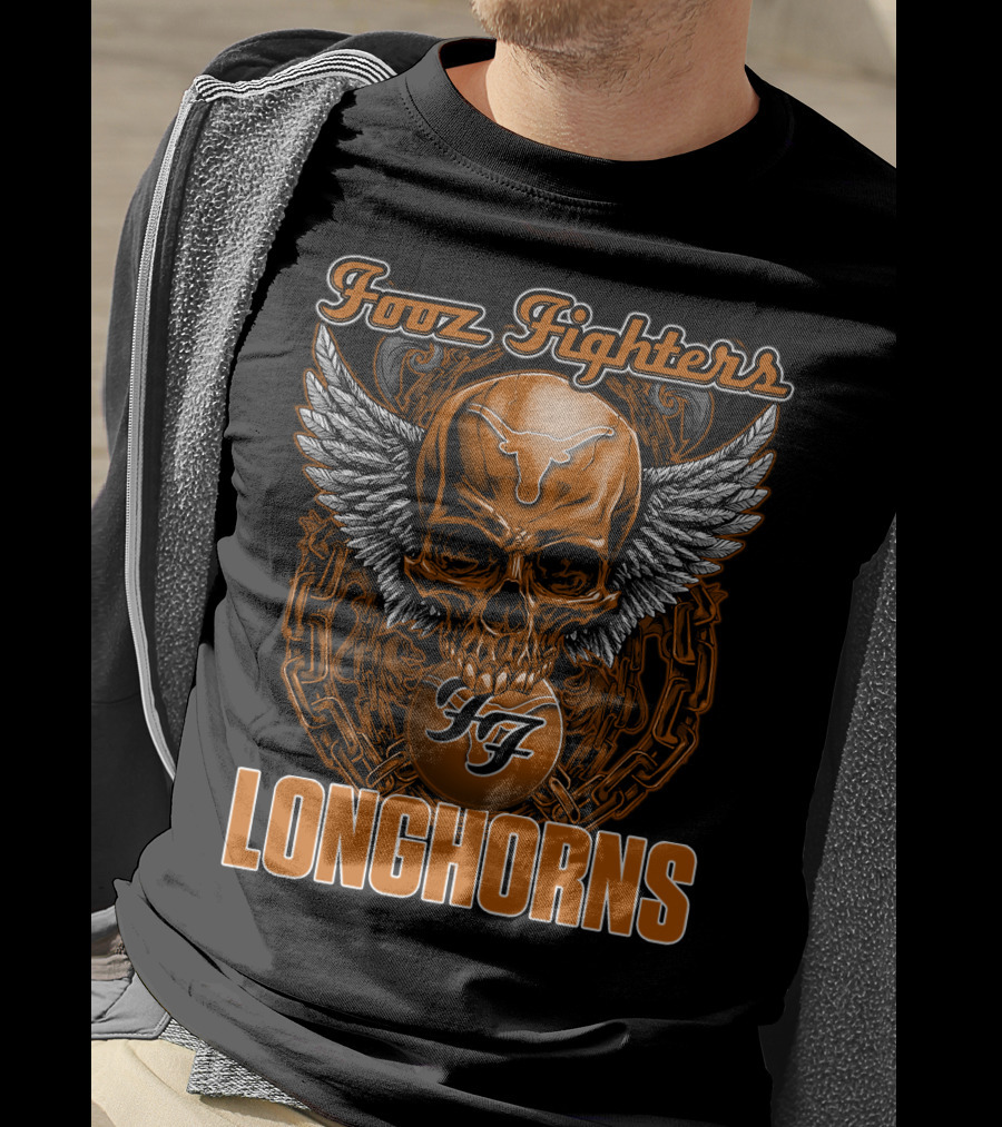 Foo Fighters Longhorns Texas Skull Wings T-Shirt