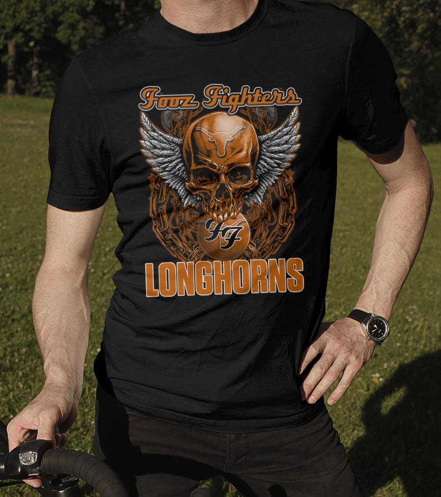 Foo Fighters Longhorns Texas Skull Wings T-Shirt
