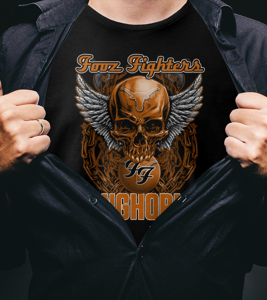 Foo Fighters Longhorns Texas Skull Wings T-Shirt