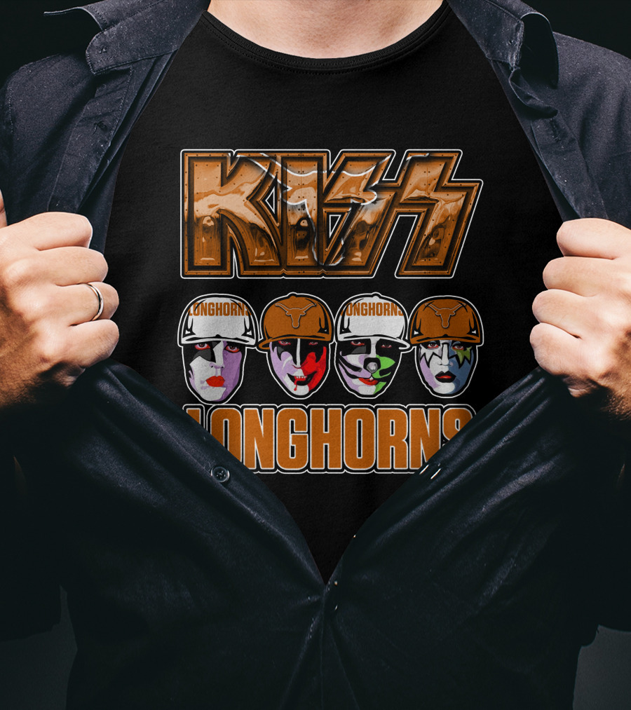 KISS Longhorns Texas Band-Themed NCAA Collaboration T-Shirt