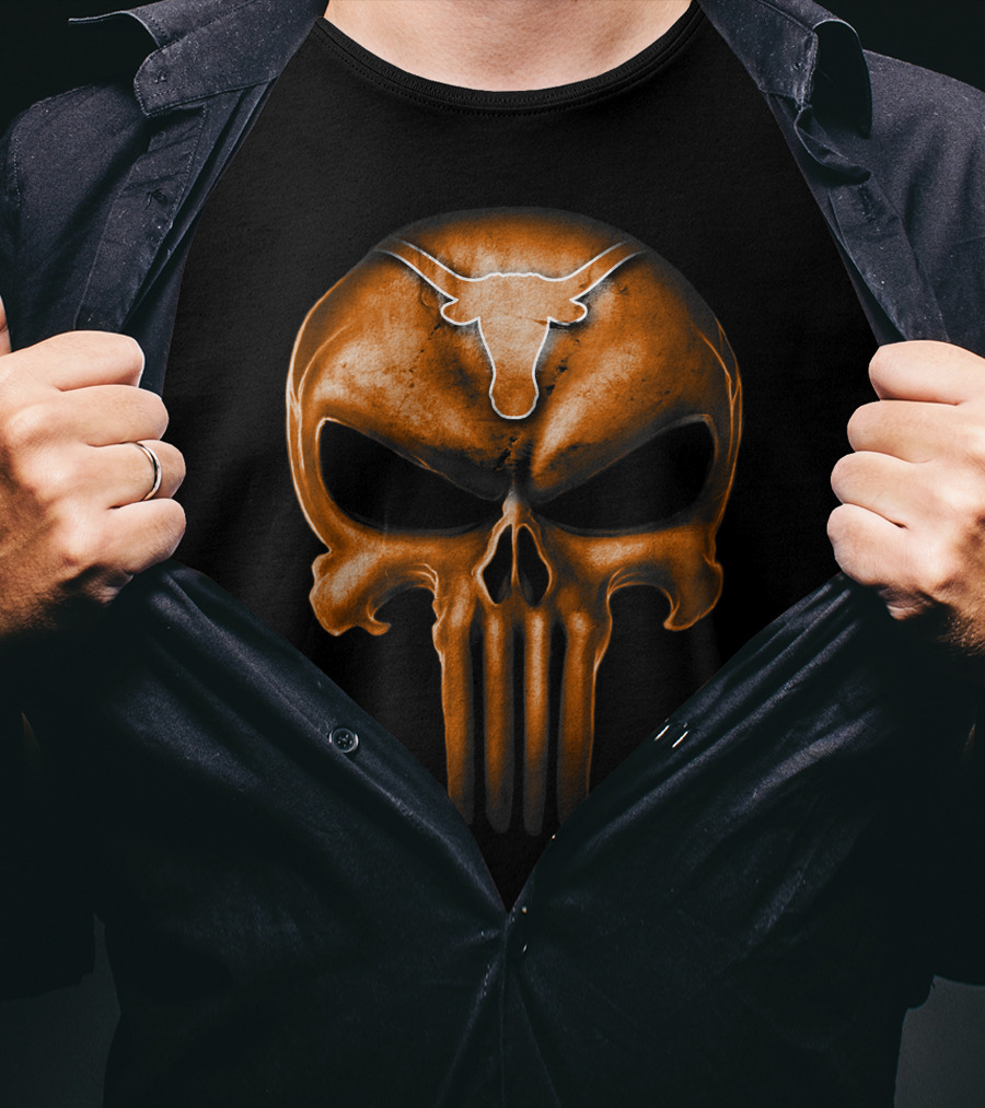 Texas Longhorns Punisher Skull T-Shirt