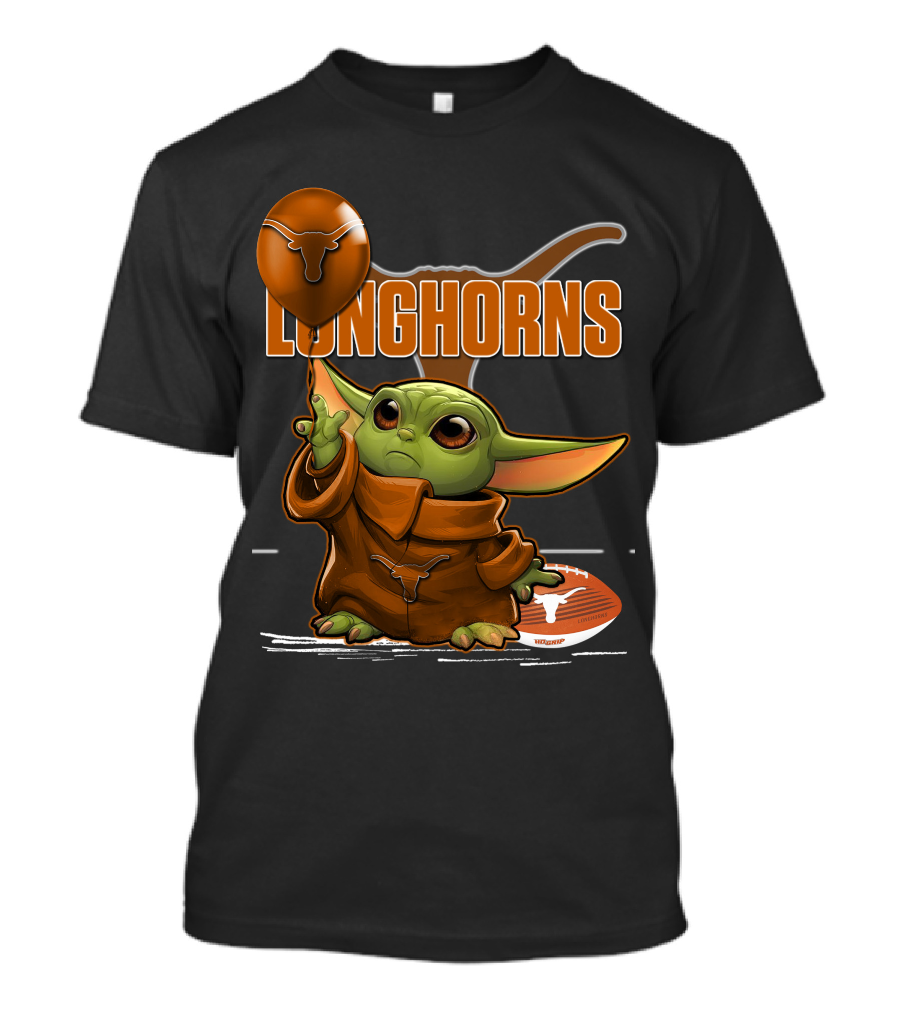 Yoda Longhorns Football Ball Texas T-Shirt