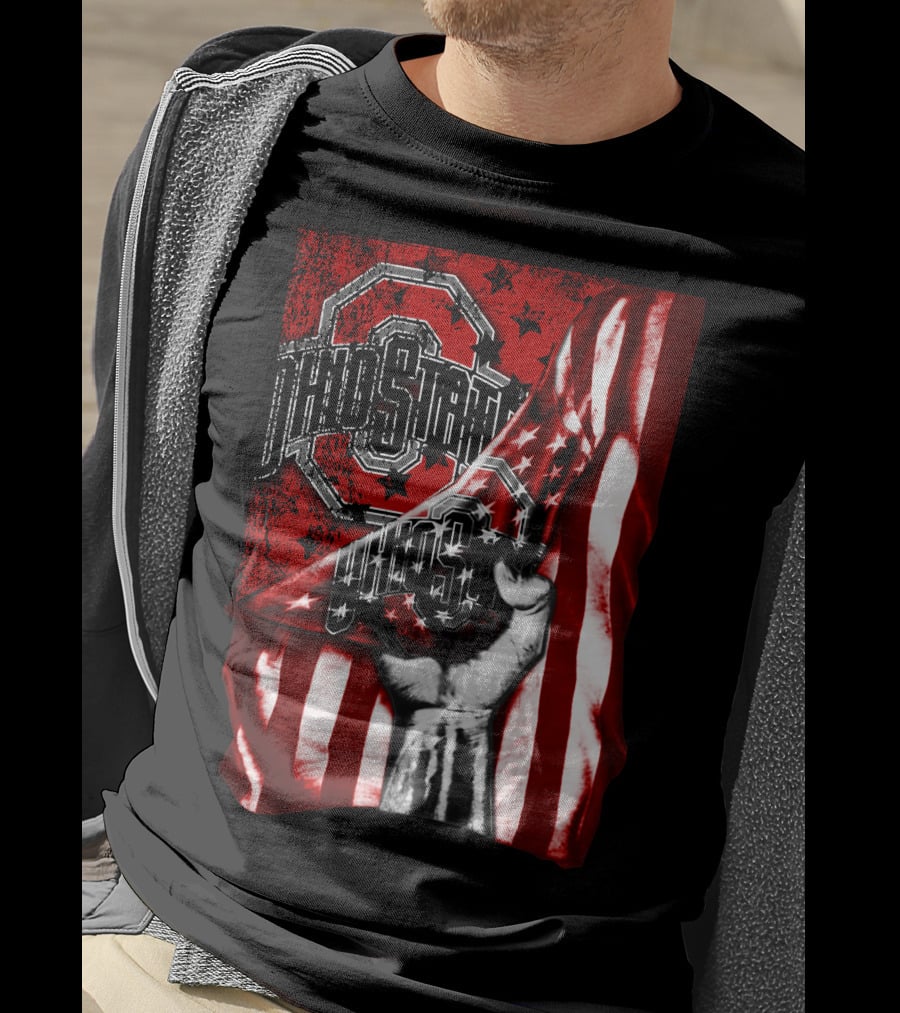 Ohio State Buckeyes American Flag Fist T-Shirt