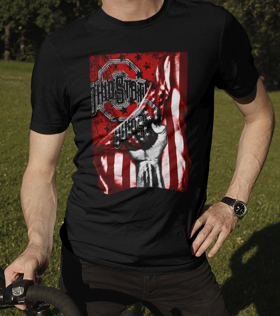 Ohio State Buckeyes American Flag Fist T-Shirt