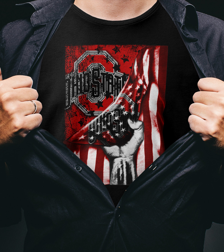 Ohio State Buckeyes American Flag Fist T-Shirt
