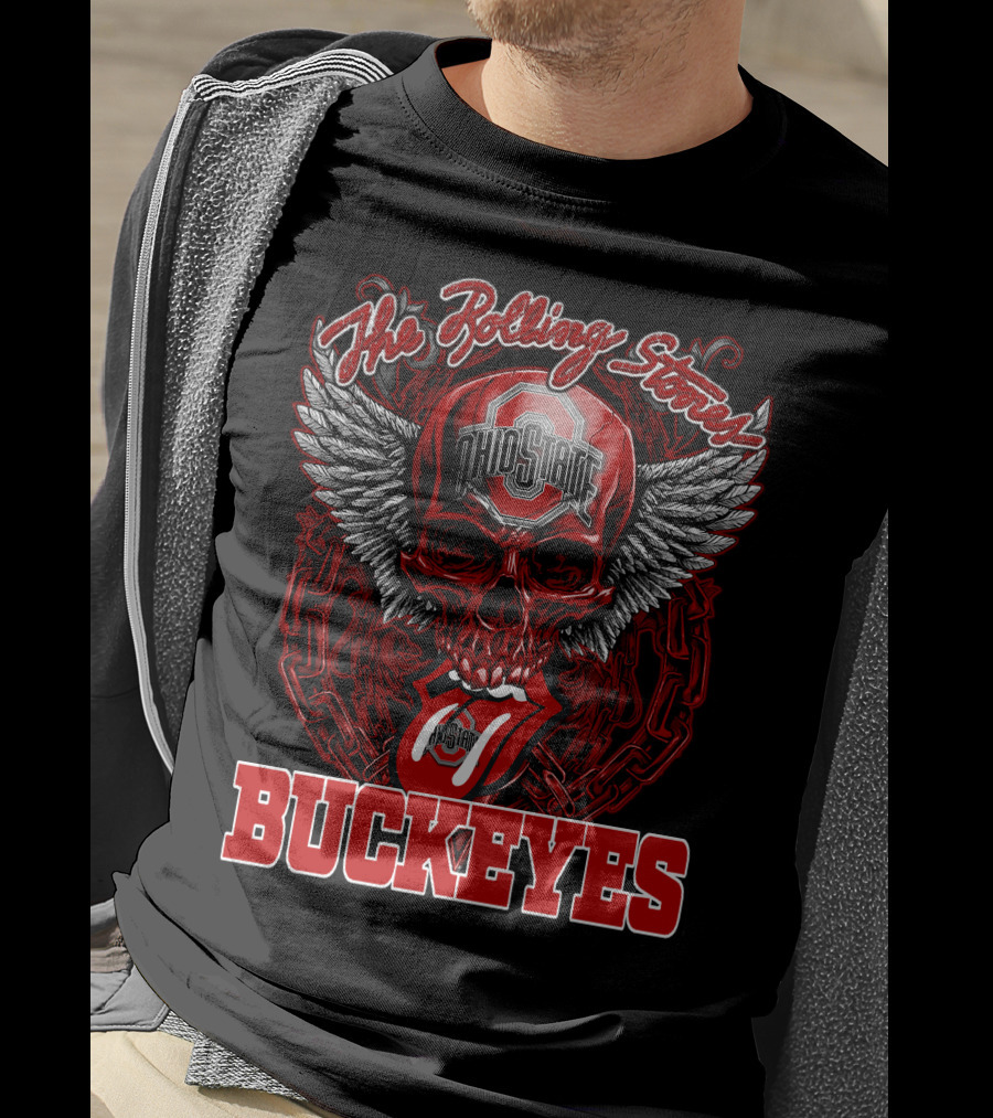 The Rolling Stones Ohio State Buckeyes Skull With Wings And Tongue T-Shirt