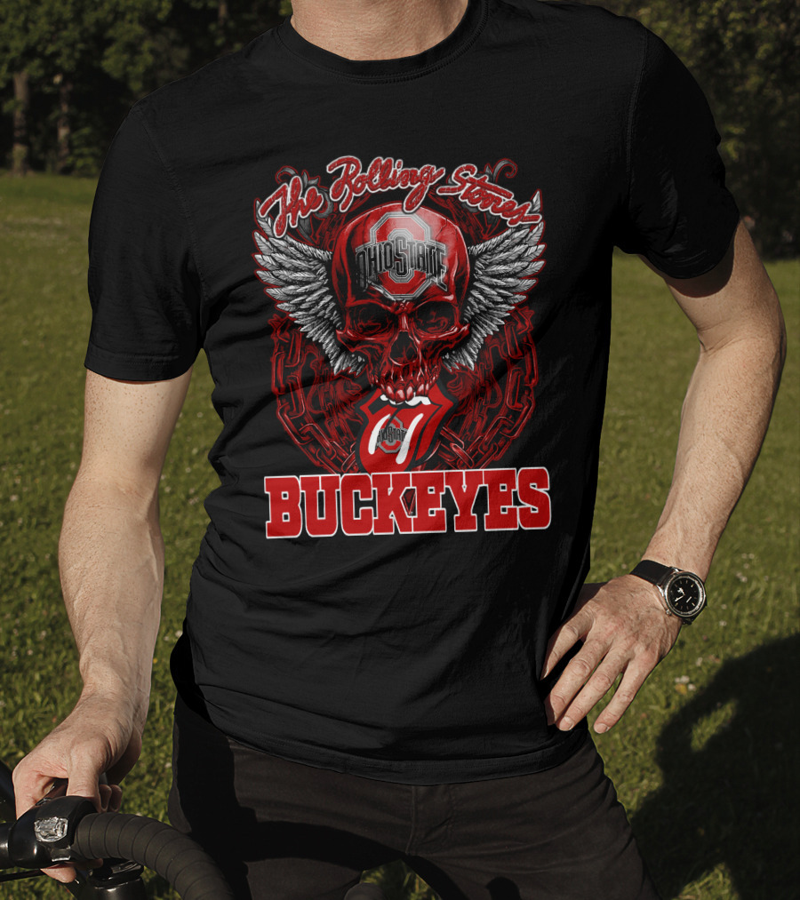The Rolling Stones Ohio State Buckeyes Skull With Wings And Tongue T-Shirt