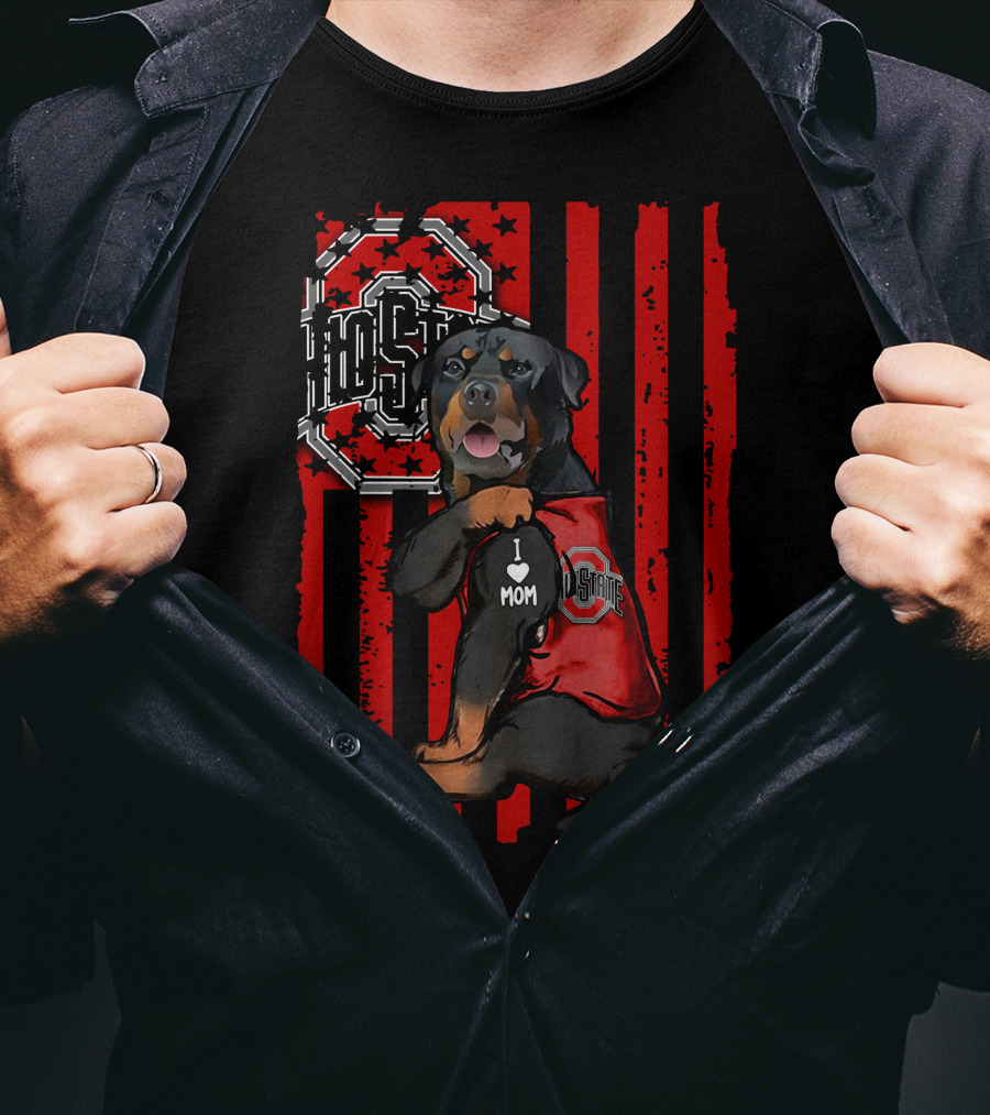 Rottweiler Ohio State Buckeyes I Love Mom T-Shirt