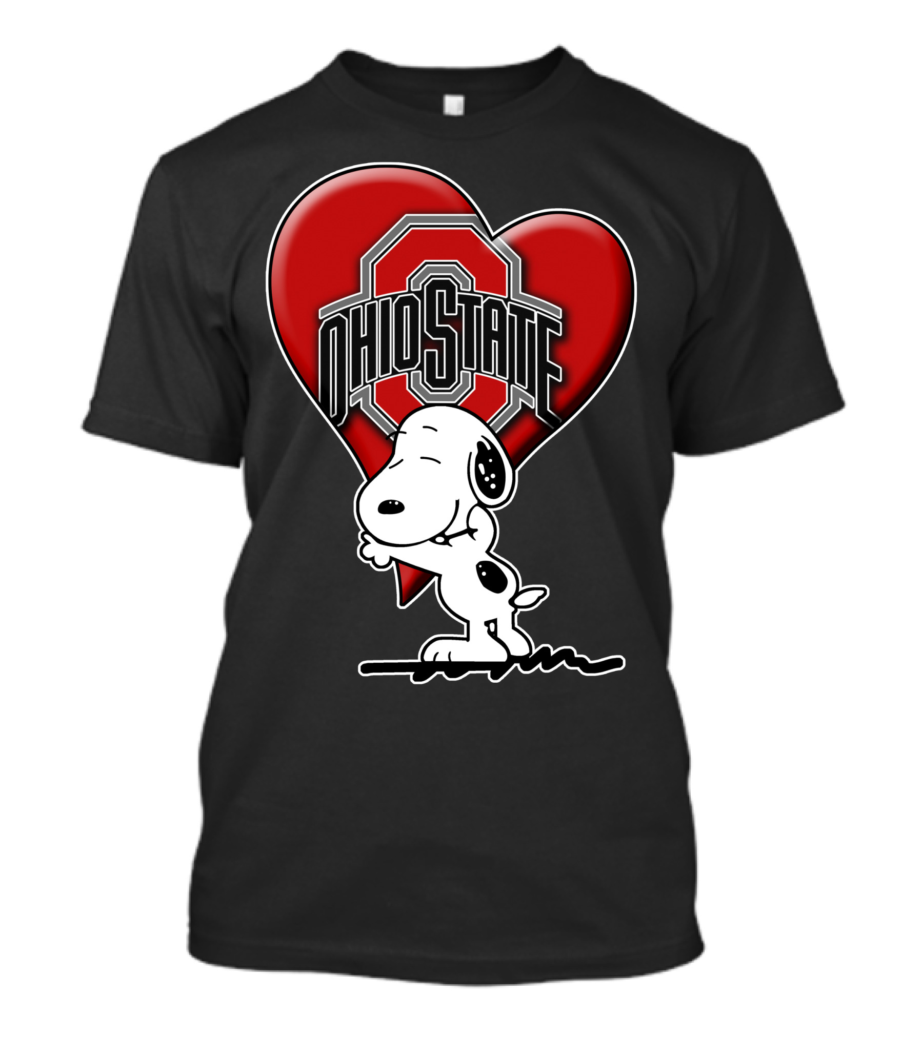 Snoopy Hugging Ohio State Buckeyes Heart T-Shirt