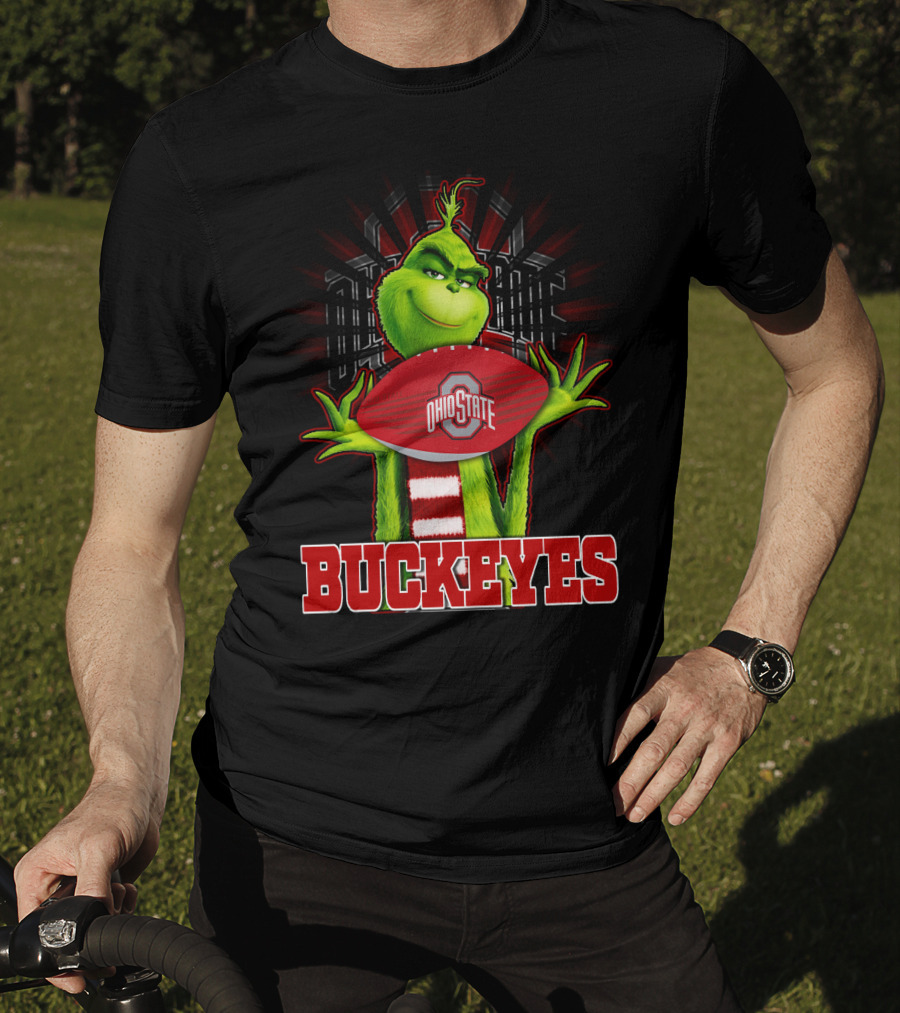 Grinch Holding Ohio State Buckeyes Football T-Shirt