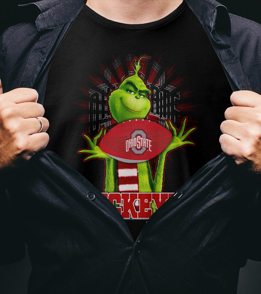 Grinch Holding Ohio State Buckeyes Football T-Shirt