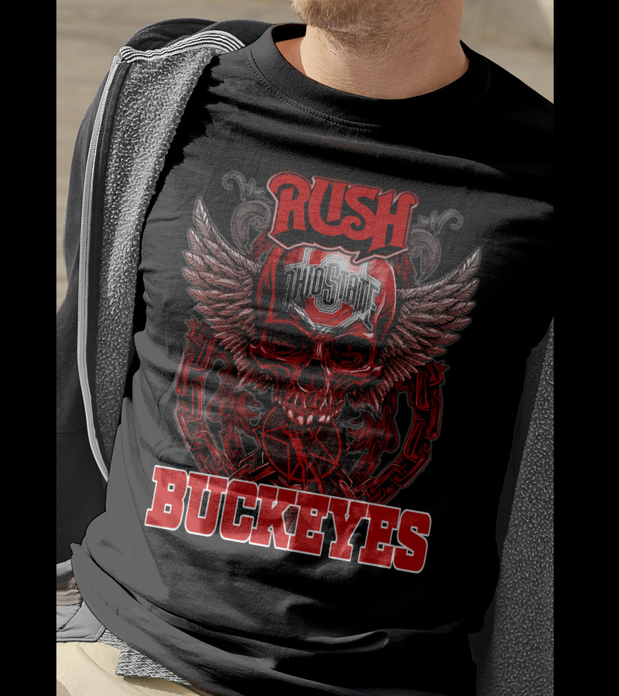Rush Ohio State Buckeyes Winged Skull T-Shirt