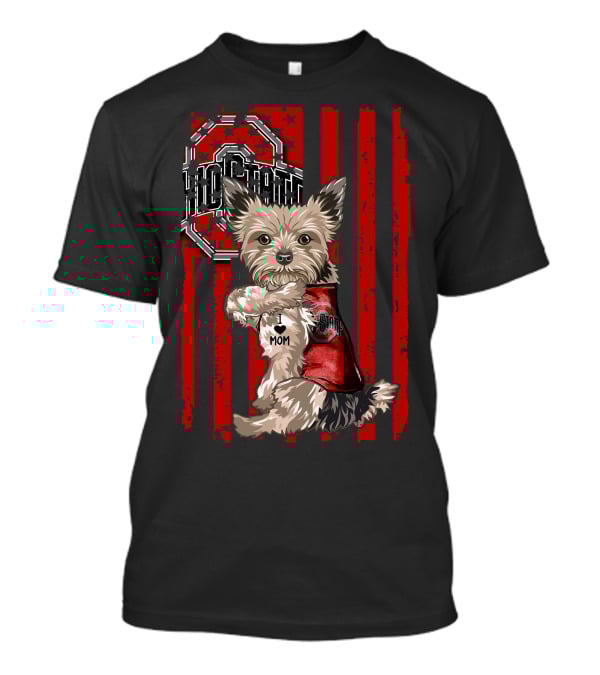 Yorkshire Terrier Ohio State Buckeyes I Love Mom T-Shirt