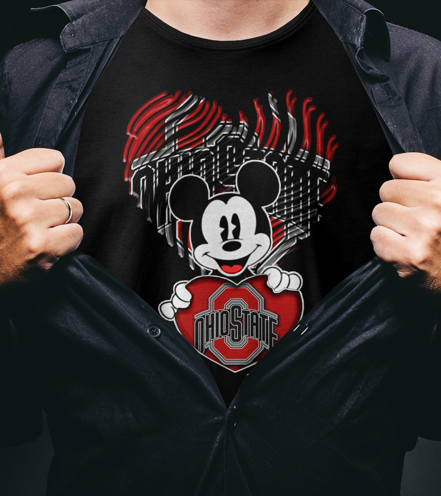 Mick Ohio State Buckeyes Heart Logo Mickey T-Shirt