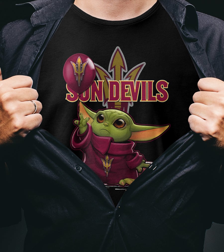 Yoda Arizona State Sun Devils Balloon And Football T-Shirt