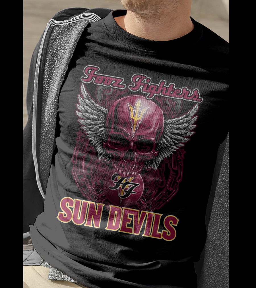 Fooz Fighters Sun Devils Skull Wings Chains T-Shirt