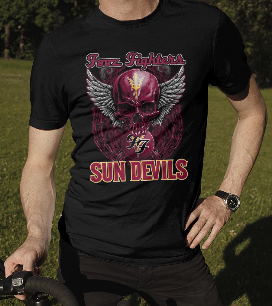 Fooz Fighters Sun Devils Skull Wings Chains T-Shirt