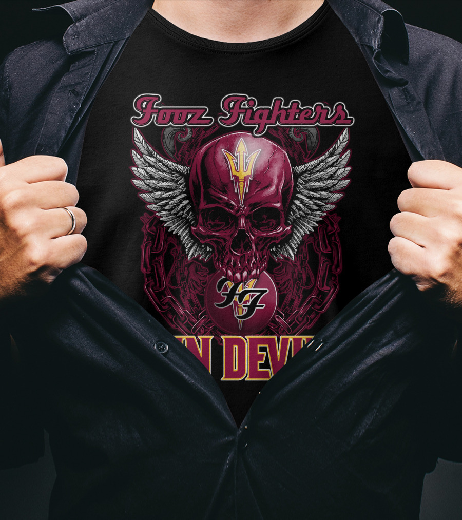Fooz Fighters Sun Devils Skull Wings Chains T-Shirt