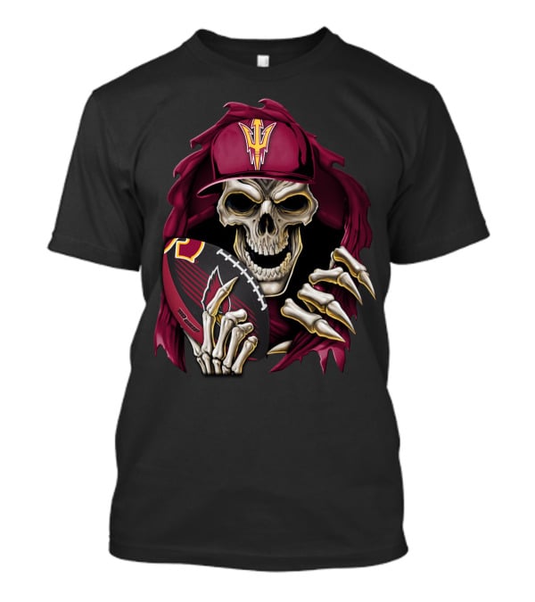 Skullbong Sun Devils Skeleton With Football And Cap T-Shirt