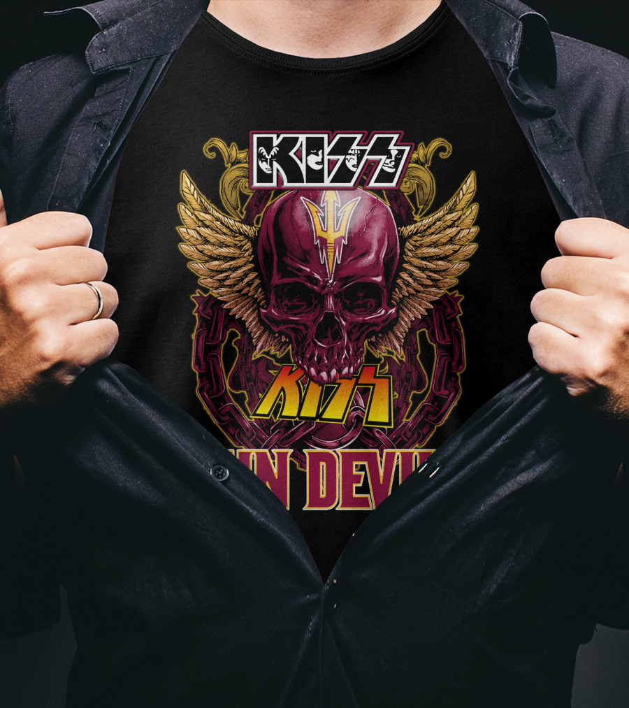 KISS Sun Devils Skull With Wings And Chain T-Shirt