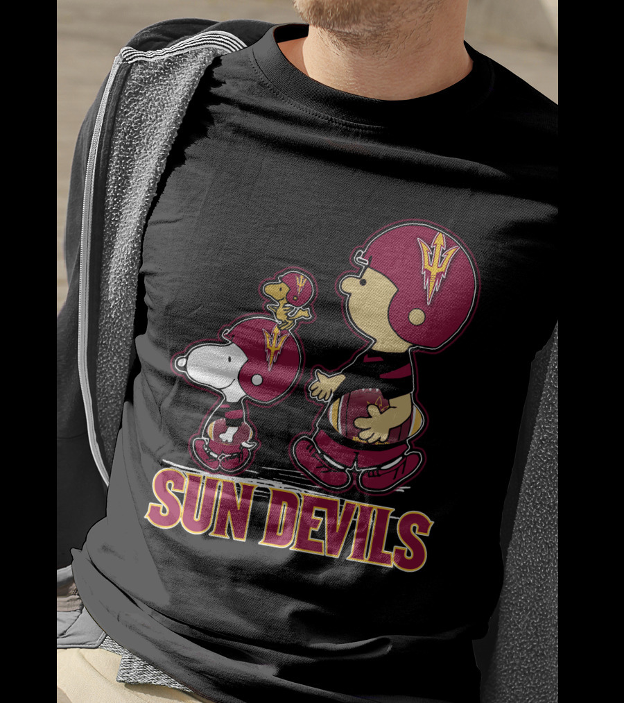 Snpfootball Sun Devils Arizona Peanuts Crossover Football Theme T-Shirt