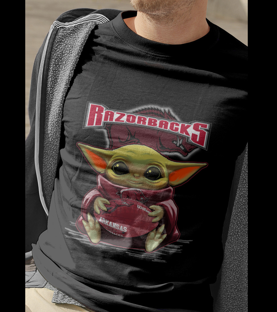 Razorbacks Arkansas Yoda Football T-Shirt
