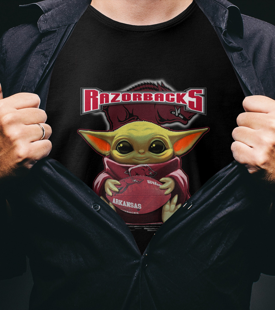 Razorbacks Arkansas Yoda Football T-Shirt