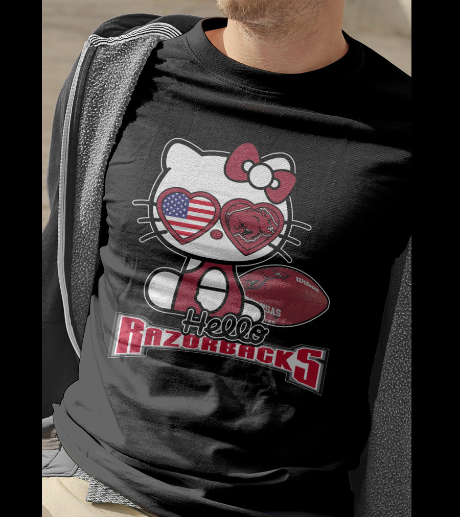Hello Kitty Arkansas Razorbacks Football Fan T-Shirt