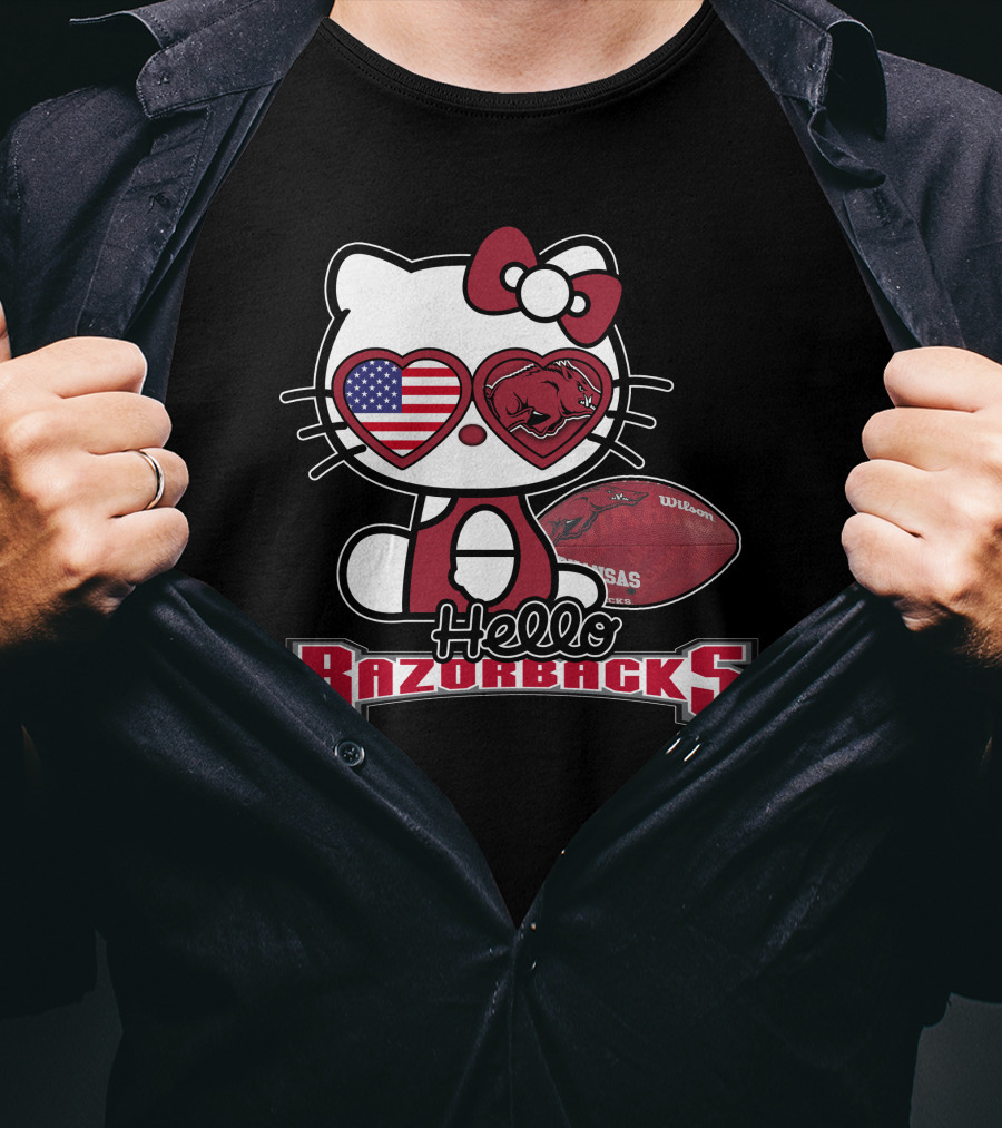 Hello Kitty Arkansas Razorbacks Football Fan T-Shirt