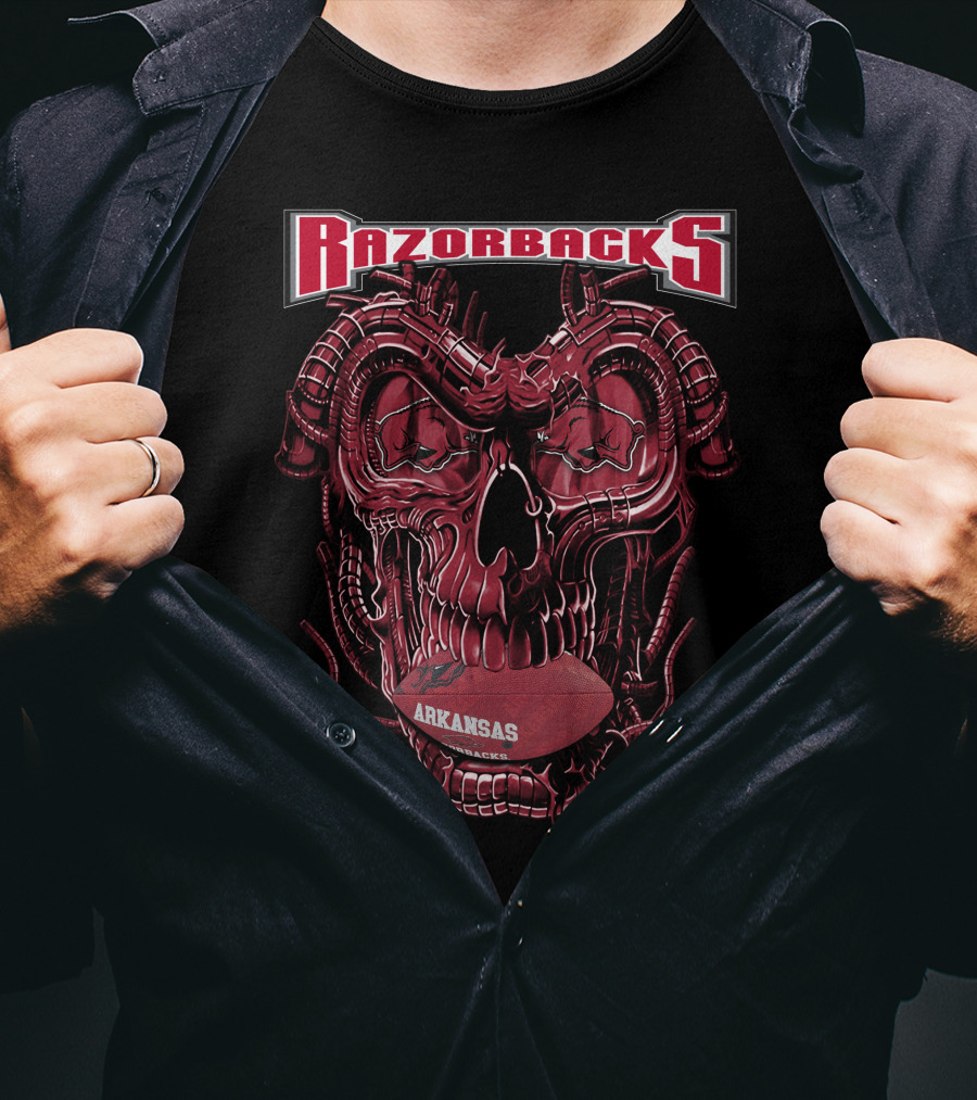 Razorbacks Arkansas Dragonskull Football T-Shirt
