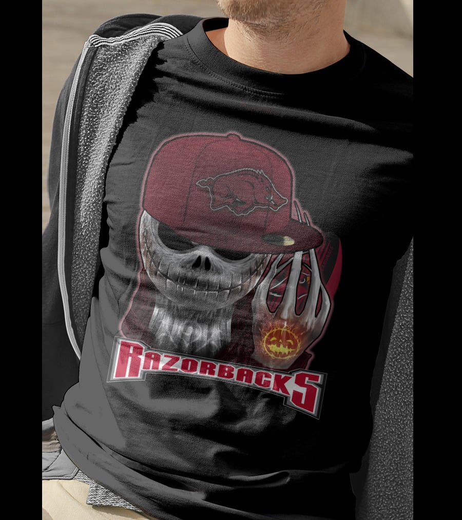 Jackskull Razorbacks Halloween Arkansas T-Shirt