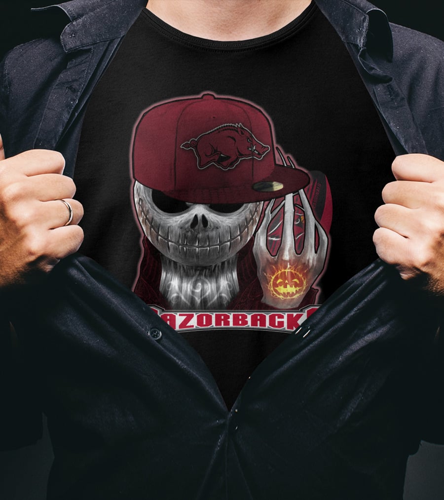 Jackskull Razorbacks Halloween Arkansas T-Shirt