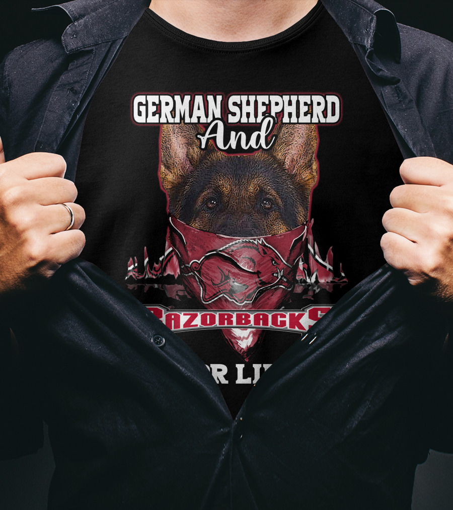 German Shepherd And Razorbacks For Life T-Shirt