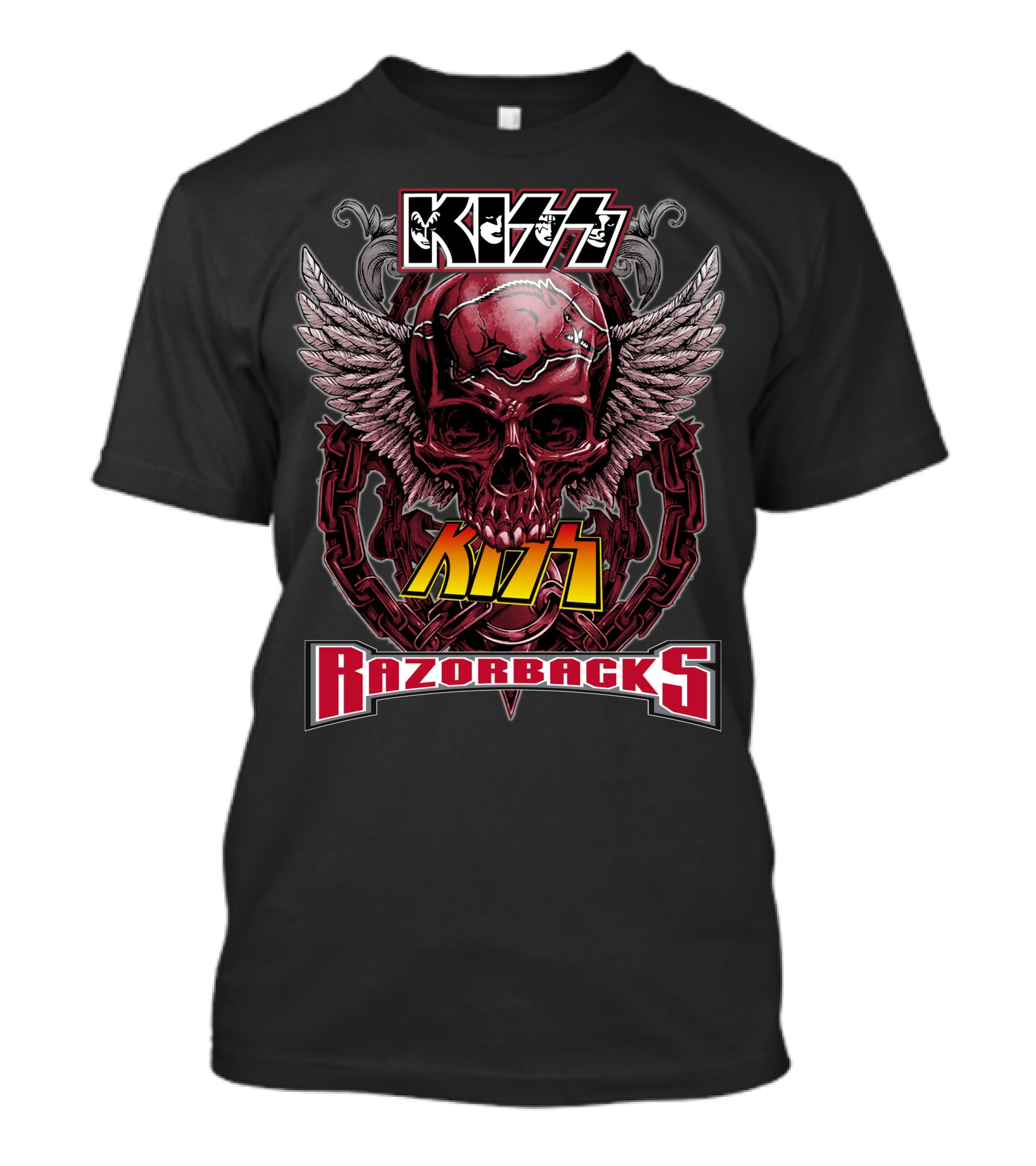 Kiss Razorbacks Winged Skull Chain T-Shirt